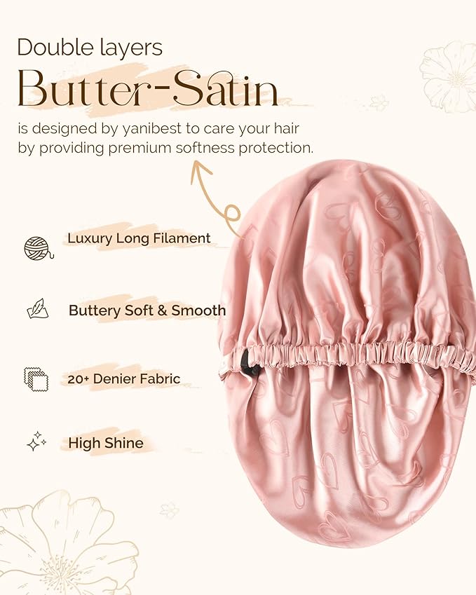 YANIBEST Silk Bonnet Satin Bonnet for Sleeping Women Men, Adjustable Double Layer Hair Bonnet for Curly Braids Reduce Frizz