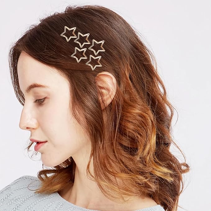 Star Hair Clips 2000s Y2K Snap Hair Barrettes Non Slip Star Hair Accessories Silver Metal Hair Clips for Girls Women -30 PCS 1.18"