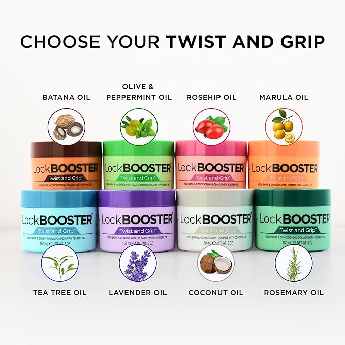 Style Factor Lock BOOSTER Twist & Grip Braid Gel (10.1 Oz.) with Olive and Peppermint Oil — Strong Hold, Flake-Free, Frizz-Free Hair Braiding Gel for Defined & Long-Lasting Twists, Locs & Braids