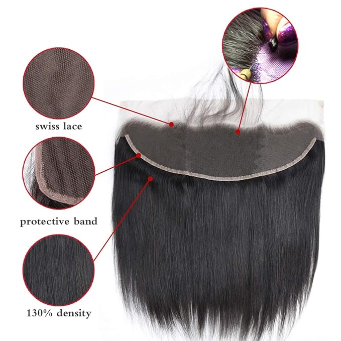Straight 4 Bundles with Frontal (24 26 28 30+20 Frontal) 13x4 Ear to Ear Lace Frontal 10A Unprocessed Brazilian Virgin Human Hair Bundles with Frontal Natural Color