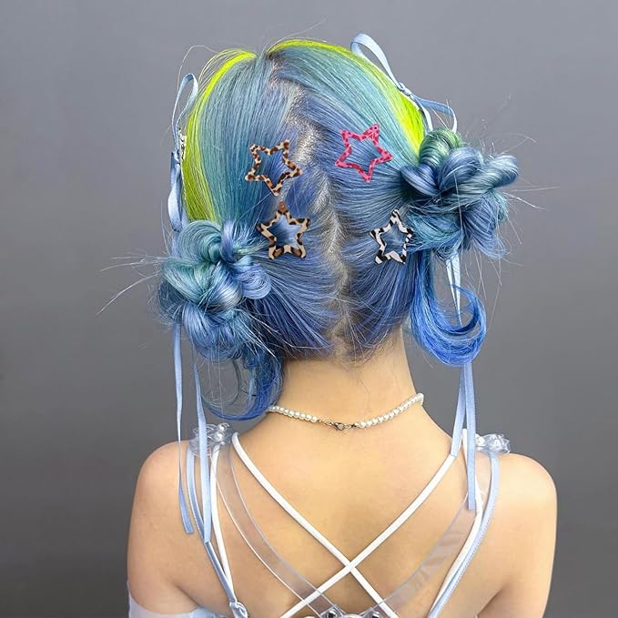 Star Hair Clips Snap Hair Barrettes Non Slip Star Hair Accessories Leopard Colors Metal Hair Clips for Girls Women -16 PCS -Red & Grey