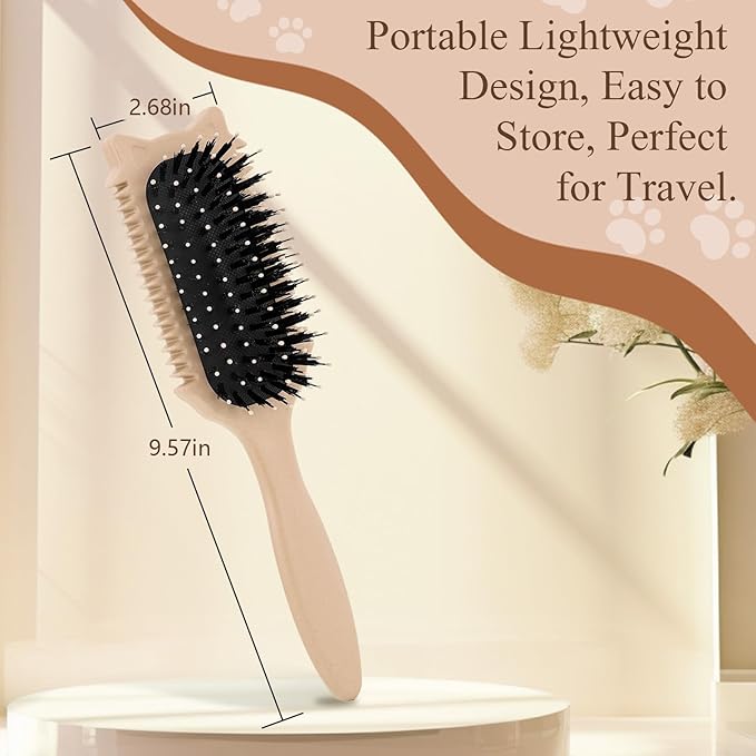 Curly Hair Brush, Curl Defining Brush for Effortless Curly Hair Care, Funny Cat Ear Type Curl Brush Suitable for Wet & Dry Hair,Women and Men,Reduces Frizz (Beige)
