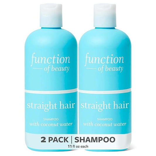 Function of Beauty Straight Hair Shampoo, 2 Pack - Sulfate-Free Shampoo Gently Cleanses & Hydrates for Sleek Straight Hair - Lightweight & Hydrating with Coconut Water - Hair Care Products
