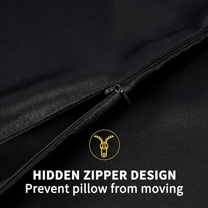 ZIMASILK 100% Pure Mulberry Silk Pillowcase for Hair and Skin Health,Soft and Smooth,Both Sides Premium Grade 6A Silk,600 Thread Count,with Hidden Zipper,1pc (Queen 20''x30'',Black)