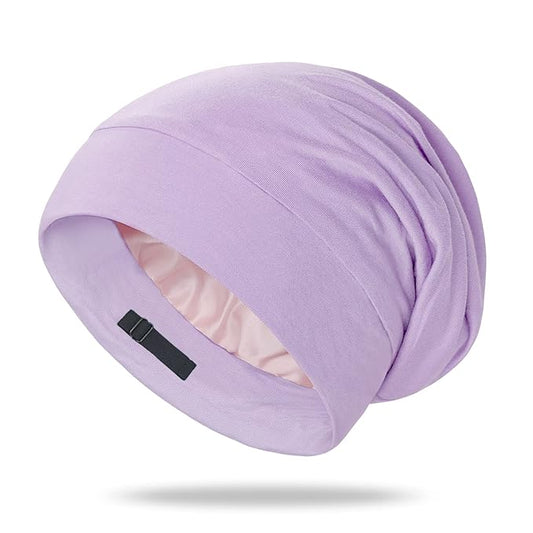 OLESILK 100% Mulberry Silk Bonnet for Sleeping Women & Men, Silk Hair Wrap for Sleeping, Purple