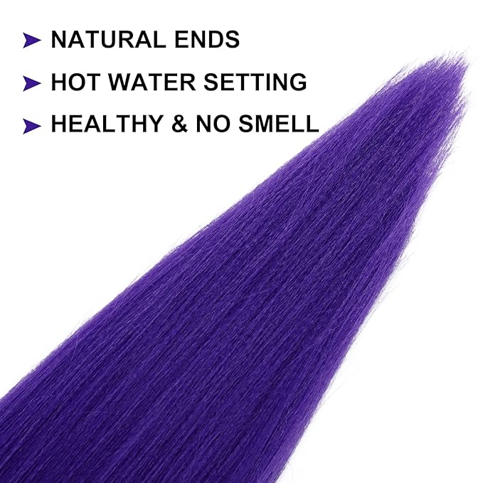 Dorsanee Purple Braiding Hair 24 Inch Long Purple Braiding Hair Extensions Pre Stretched Synthetic Braiding hair Rumi Wigs for Stage Party Halloween Costume Cosplay