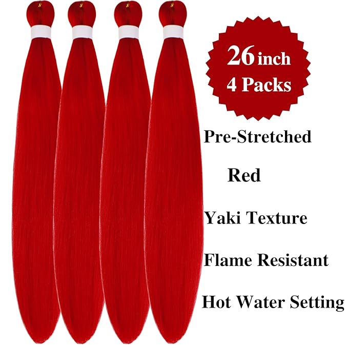 Red Boho Braiding Hair Pre stretched Boho Curly Deep Wave Crochet Boho Braids Prestretched Braiding Hair Extensions Synthetic Hypoallergenic Ez Braid Knotless