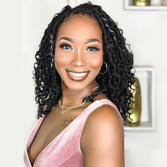 Fulcrum Goddess Locs Crochet Hair 10 Inch, 8 Packs New Faux Locs Crochet Hair for Black Women, Crochet locs with Curly Ends (10Inch (Pack of 8), 1B#)