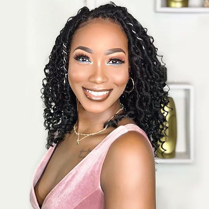 Fulcrum Goddess Locs Crochet Hair 10 Inch, 8 Packs New Faux Locs Crochet Hair for Black Women, Crochet locs with Curly Ends (10Inch (Pack of 8), 1#)