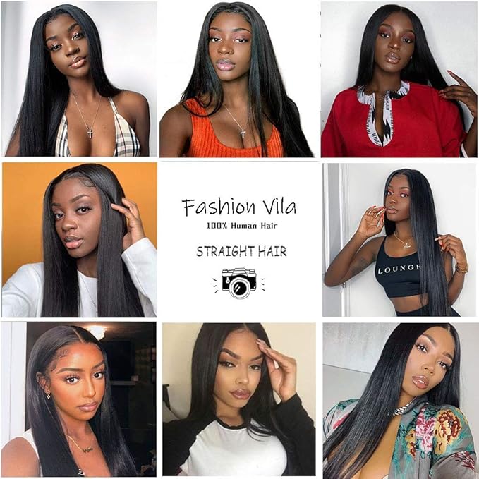 Brazilian Virgin Straight Hair 3 Bundles with Closure(22 24 26+22"Closure) 10A Virgin Remy Straight Hair Free Part Closure and Bundles 100% Unprocessed Brazilian Human Hair for Black Women…