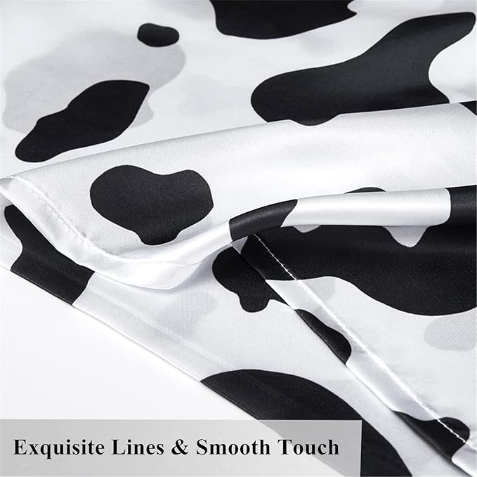 Satin Pillowcase for Hair and Skin Cow Print Pillow Cases Queen 2 Pack, Soft Cooling Silk Satin Pillowcase Set of 2 Silky Pillow Cover with Envelope Closure (20x30 inches, Cow)