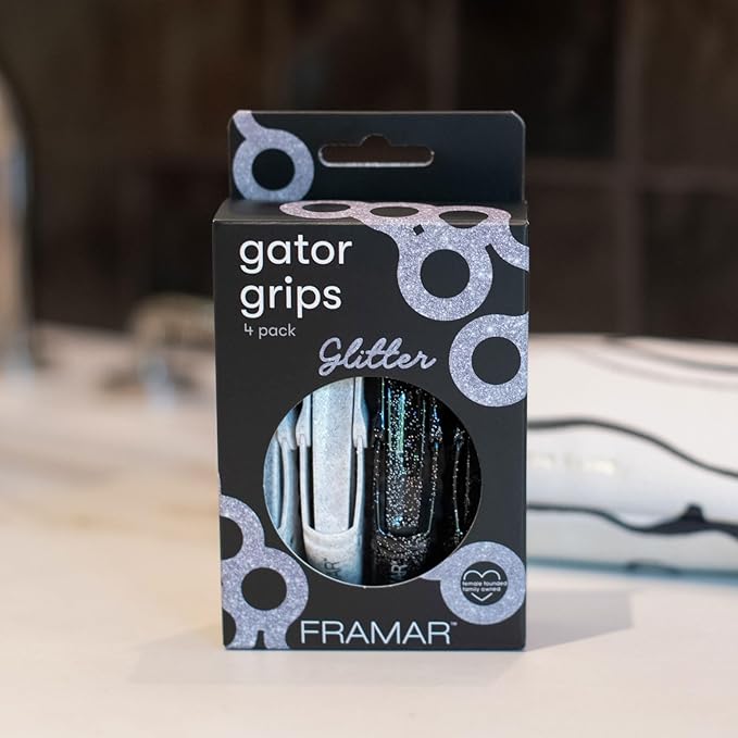 FRAMAR Glitter Hair Clip Set - Alligator Clips For Hair Styling, Hair Styling Clips Sectioning, Glitter Hair Clips For Women Styling, Salon Hair Clips – Firm Hold Without Slipping – 4 Pack