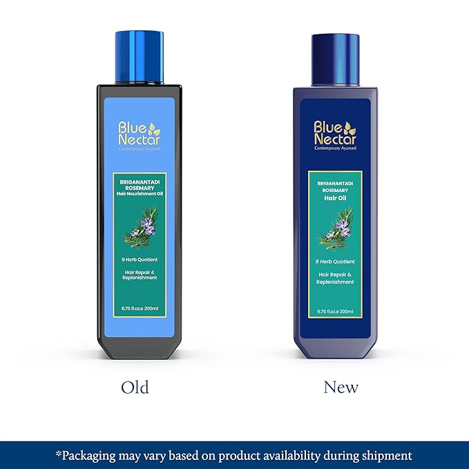 Blue Nectar Rosemary Oil with Bhringraj, Amla and 9 Herbs for Natural Hair Growth (6.76 Fl Oz)