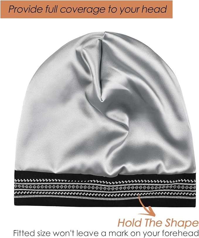 Adjustable Satin Lined Sleep Cap for Dreadlocks Curly Hair Large Head-Stay On Overnight