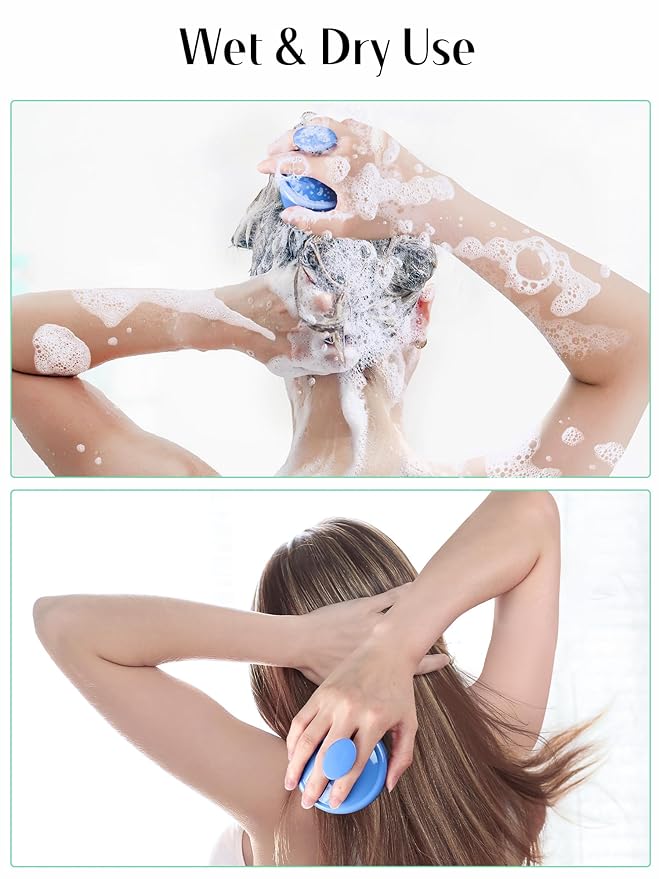 HEETA Shampoo Scalp Brush Massager Hair Growth, Scalp Scrubber with Soft Silicone Bristles for Hair Growth & Dandruff Removal, Hair Brush for Scalp Exfoliator, Royal Blue