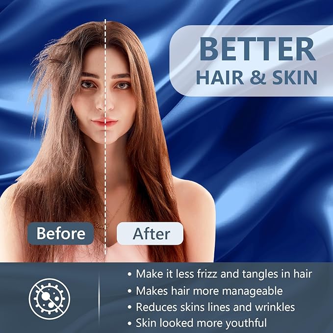 Silk Pillow Cases Standard Size 100% Mulberry Silk Pillowcase for Hair & Skin Inches 22 Momme Both Sided Grade 6A Silk Cooling Soft Breathable 20 x 26 with Hidden Zipper 1PC, Royal Blue