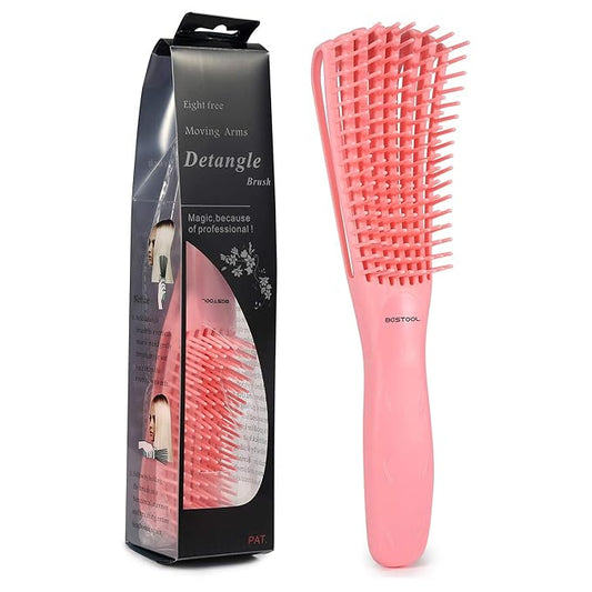 BESTOOL Hair Brush, Detangling Brush for Natural Black and Curly Hair (Pink, Afro 3/4abc), Ideal for Wet or Dry Hair