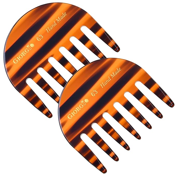 Giorgio G63 Tortoise Detangling Comb for Women - Wide Tooth, Pocket and Travel Size for Thick Hair, Wet or Dry Everyday hair care. Handmade, Saw-Cut, and Polished Wide Tooth comb for women.