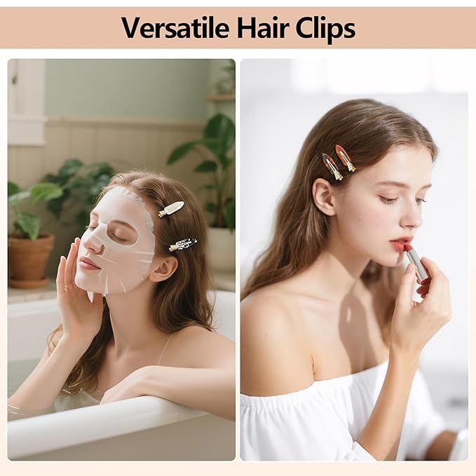 8 Pcs No bend Hair Clips No Crease Makeup Duckbill Clip No Dent Creaseless Flat Alligator Hair Barrettes for Salon Hairstyle Women Girls Accessories Cellulose Acetate(Caramel)