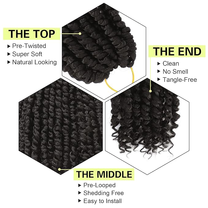 Passion Twist Crochet Hair 10Inch Passion Twist Hair 8 Packs Pre-Twisted Passion Twist Crochet Hair for Black Women Soft Passion Twist Curly Crochet Hair 4#