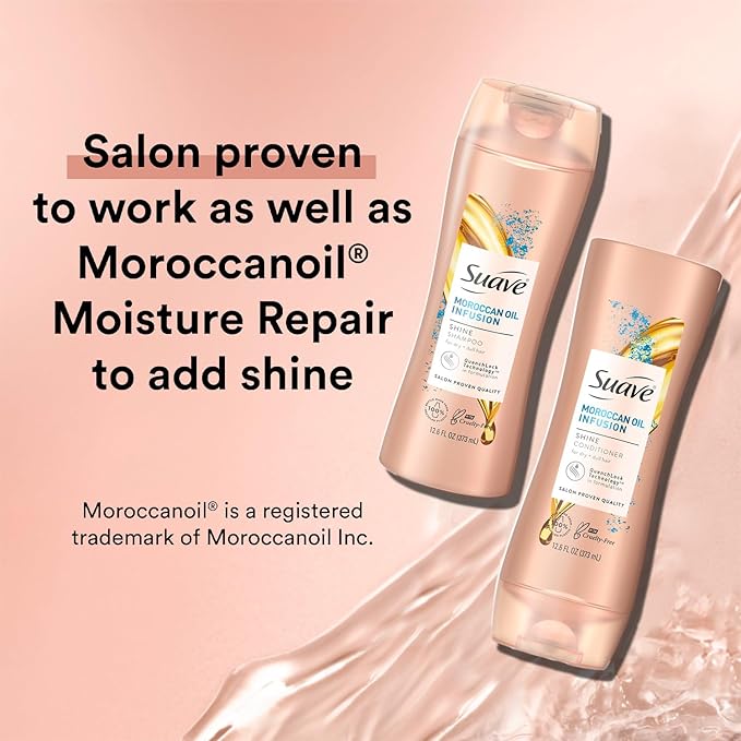 Suave Moroccan Oil Infusion Shampoo & Conditioner Set - Argan Oil for Damaged, Dry Hair, Shine & Healthy Locks, 12.6 Oz (2 Pieces)