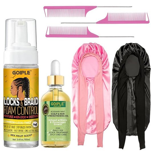 Braid Foam Control Mousse for Braids, Twist, Locs - No Flake, Moisturizing Mousse with Rosemary Oil for Hair Growth - Easy to Apply with Sleep Bonnets