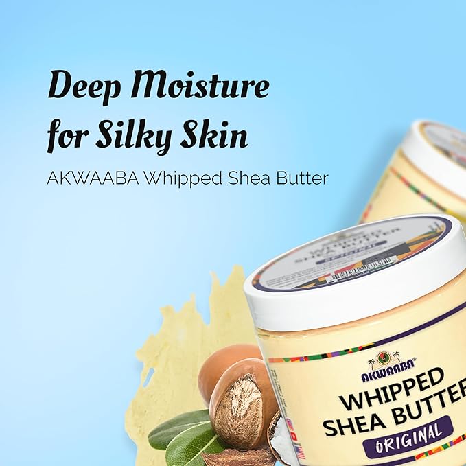 AKWAABA Whipped Shea Butter (Baby Powder) – Nourishes & Moisturizes | Made with Shea Butter | No Dyes & Parabens | 12 oz / 340 g