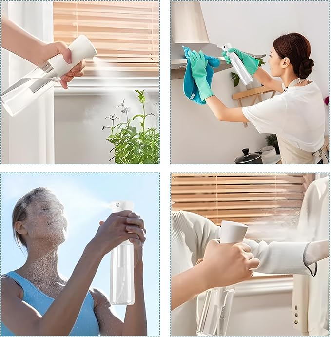 Mist Spray Bottle for Hair (10oz/300ml) - 2 Pcs Continuous Spray Bottle for Salons Cleaning Plants Gardening