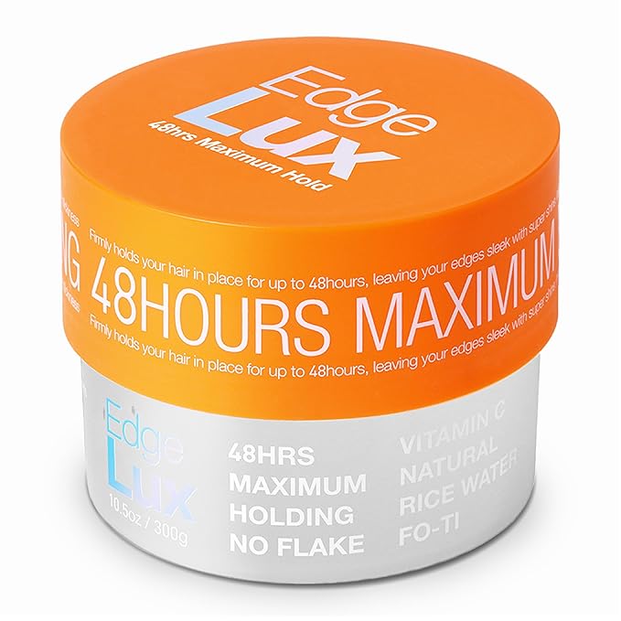 Edge Lux Edge Control Gel with Castor Oil, Keratin, Biotin, and Olive Oil - 48 Hour Maximum Hold, Non-Flaking, Non-Greasy, Scented, Conditioning Styling Gel for All Hair Types