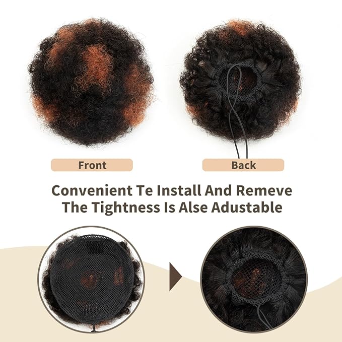 isheeny Small Human Hair Bun For Kids Age 2-5, 100% Human Hair Bun Small Drawstring Ponytail H1-30 For Little Girls, Curly Fake Hair Bun Natural, Soft, And Durable For Repeated Use