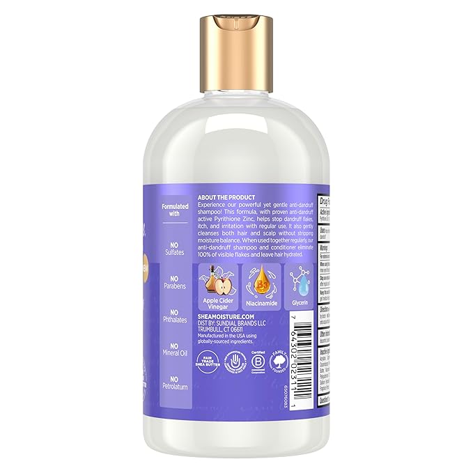 Shea Moisture Anti-Dandruff Shampoo Apple Cider Vinegar & Salicylic Acid For Removing Buildup System For A Healthier Scalp 13 Oz