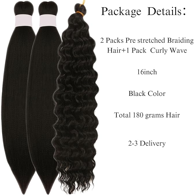Kids Braiding Hair Pre stretched 16 inches Yaki ez Braid Braiding Hair for Kids Knotless Boho Braids
