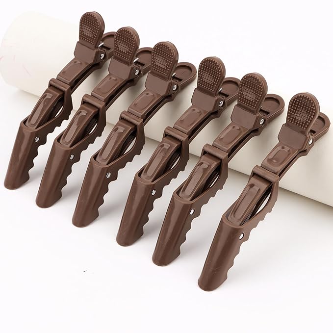 24 Pack Alligator Hair Clips, Professional Clips for Hair Sectioning, Hair Styling Accessories for Women Men Girls Teens，Coffee