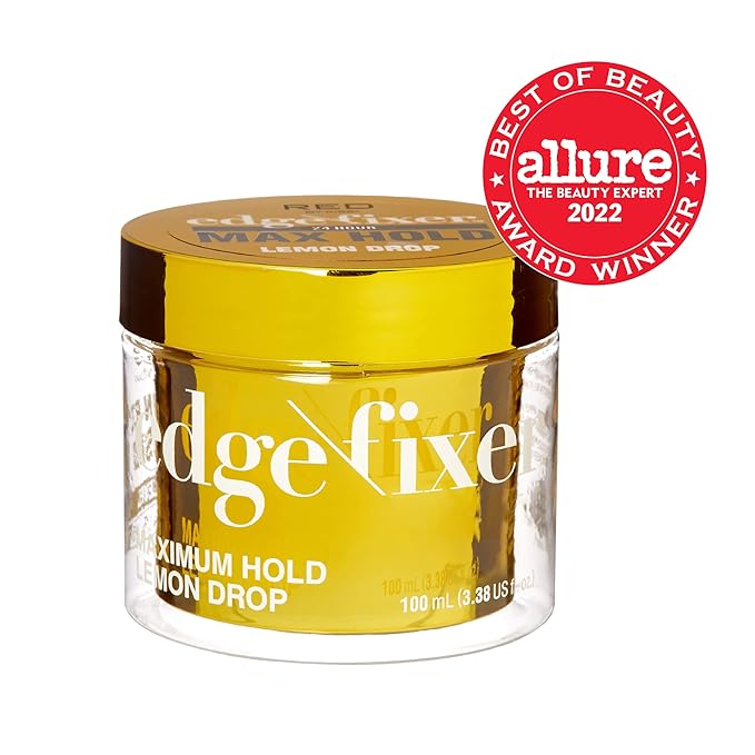 Red by Kiss Edge Fixer Hair Shine Gel, 24 Hour Max Hold, Non-Flaking, Biotin B7 Infused, Natural Styling, Professional Edge Control Wax, Perfect for Braiding (Lemon Drop)