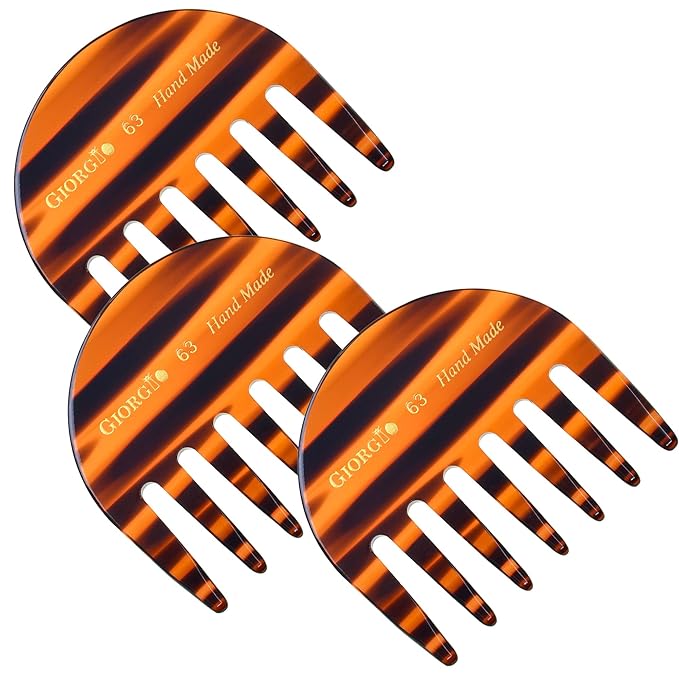 Giorgio G63 Wide Tooth Detangling Comb - Pocket & Travel Comb for Thick Hair, Wet & Dry Use, Handmade, Saw-Cut, Polished (2.75")