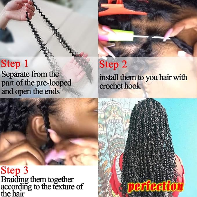 Dorsanee Ombre Brown Passion Twist Hair 14 Inch 7 Packs Water Wave Crochet Hair Long Bohemian Curly Braiding Hair for Butterfly Locs, Faux Locs, Boho Style Spring Twist Crochet Braids (T30#)