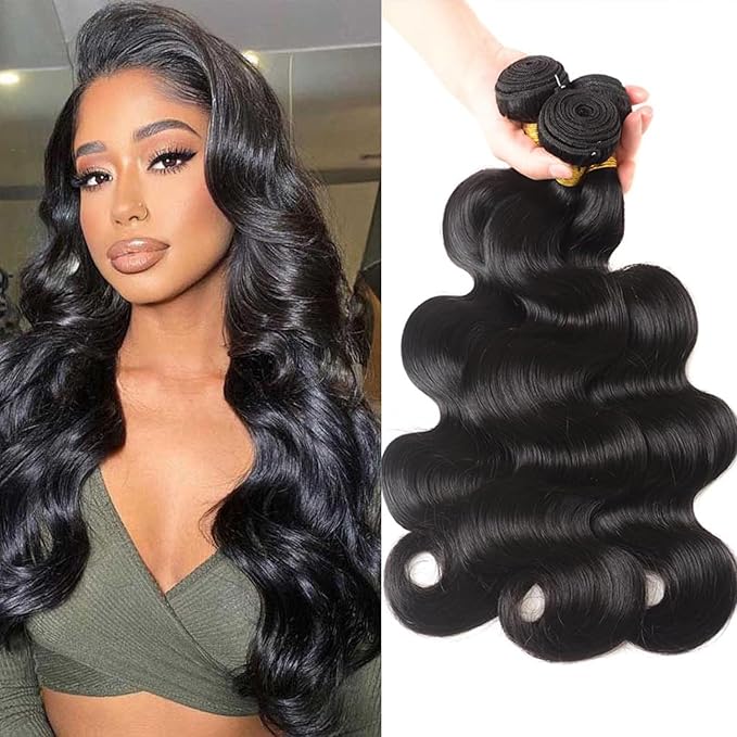 12A Human Hair Bundles Body Wave 100% Unprocessed Brazilian Virgin Hair 3 Bundles Human Hair Extensions Quick Weave Human Hair (14 16 18 Inch)
