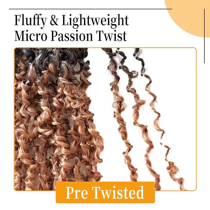 12 Inch Pre-Looped Yanky Twist Crochet Hair, 30 Strands/Pc, Mini Passion Twists, Senegalese Braiding Hair (OT30, 8 Pcs/Pack)