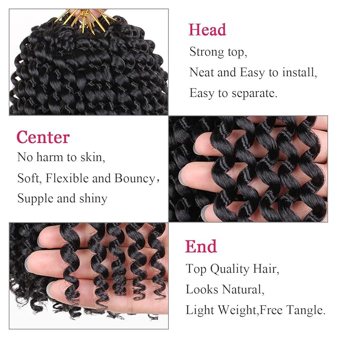 Leeven 12 Inch Water Wave Crochet Hair For Passion Twists 2 Packs Short Bob Passion Twist Hair for Butterfly Locs Natural Black Synthetic Spring Twist Braiding Hair for Women 1B#
