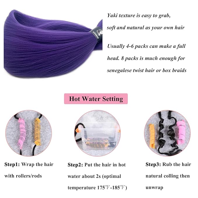 Kids Braiding Hair Pre Stretched Purple Hair Extensions For Braids 26 Inch Long Synthetic Braiding Hair Extensions For Stage Party Halloween Costume Cosplay Knotless Non Toxic Crochet Hair