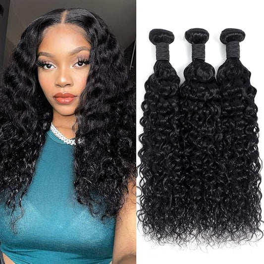 12A Water Wave 3 Bundles Human Hair 24 26 28 Inch 315g Bazilian Virgin Hair Bundle Wet And Wavy Bundles Human Hair Double Weft Deep Curly Wave Bundles