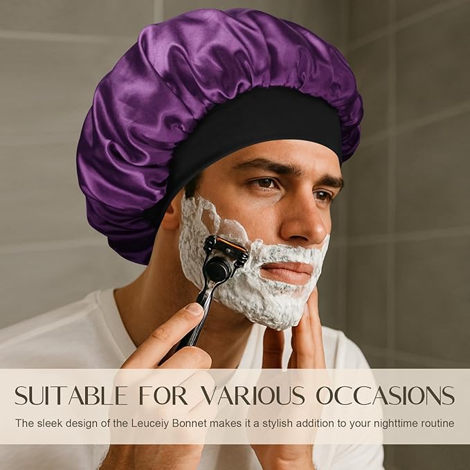 Satin Silk Bonnet for Men & Women, Double Layer Silk Sleep Bonnets, Soft Satin Lined Bonnet for Curly & Natural Hair