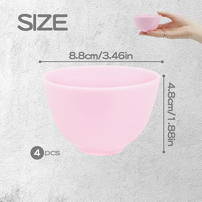 FERCAISH 4Pcs Diy Face Mask Mixing Bowl, Microwavable Silicone Facial Mud Bowl Cosmetic Beauty Tool for Home Salon(Small)
