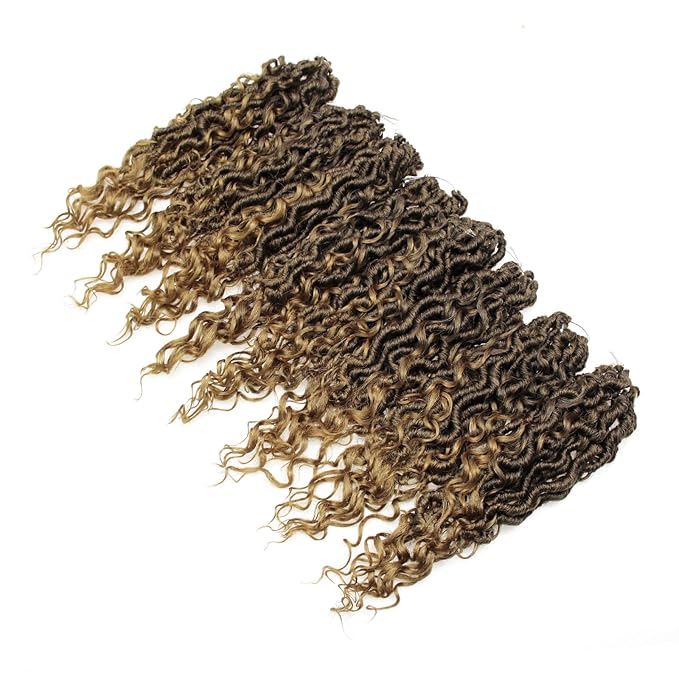 Goddess Locs Crochet Hair Short Curly Faux Locs 10Inch 8Packs Pre-looped River Locs Hippie Locs Bohemian Crochet Braids for Black Women (1B/27, 10inch(Pack of 8))