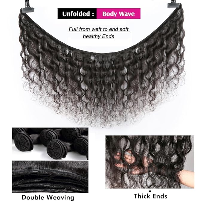 YISEA Human Hair Bundles Body Wave 4 Bundles 12A Brazilian Hair（20 18 16 14）inch Body Wave Virgin Hair Natural Black Bundles Unprocessed Remy Human Hair Weaves Brazilian Hair Extensions