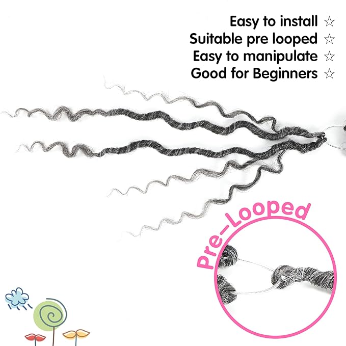 Fulcrum Goddess Locs Crochet Hair 14 Inch, 8 Packs New Faux Locs Crochet Hair for Black Women, Crochet locs with Curly Ends (14Inch (Pack of 8), Tgray#)