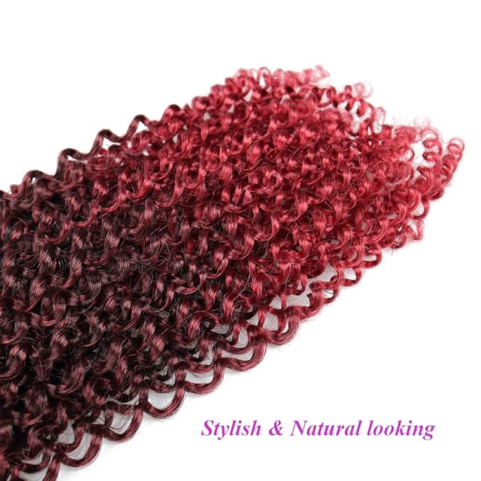 Dorsanee Ombre Burgundy Passion Twist Hair 22 Inch 7 Packs Water Wave Crochet Hair Long Bohemian Curly Braiding Hair for Butterfly Locs, Faux Locs, Boho Style Spring Twist Crochet Braids (TBug#)