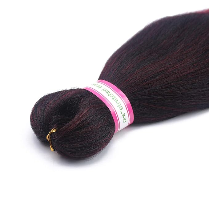 Dorsanee Ombre Burgundy Braiding Hair Pre Stretched 28 Inch 8 Packs Braiding Hair Extensions for Crochet Box Braids Twists Locs Hair Itch Free Soft Yaki Texture Hot Water Setting (28inch,#1B/Bug)