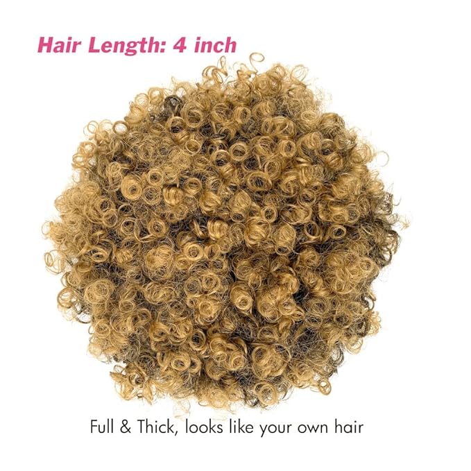 Afro Headband Wig Short Afro Kinky Curly Wigs for Black Women Glueless Afro Wigs with headbands attached Synthetic with 2 Clips(T1B/27)