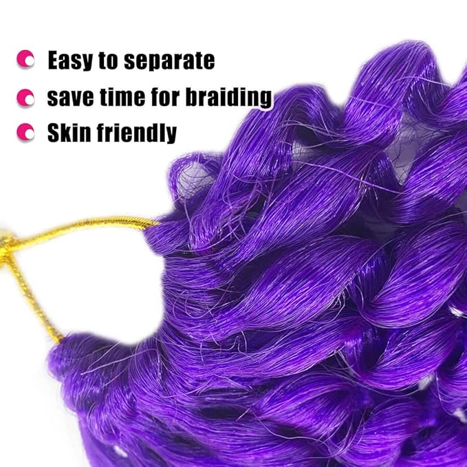 24 inch Purple Passion Twist Hair 2 Packs Water Wave Crochet Hair Passion Twist Braiding Hair Synthetic Extensions for Black Women (24 Inch Purple)